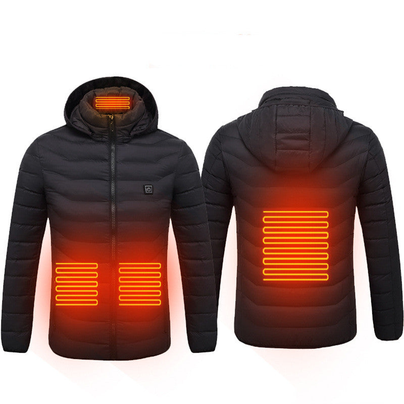 Beheizbare Winterjacke, USB-Elektro-Baumwollmantel mit Reißverschluss, Heizweste für Herren