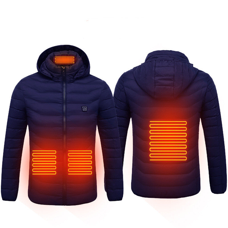 Beheizbare Winterjacke, USB-Elektro-Baumwollmantel mit Reißverschluss, Heizweste für Herren