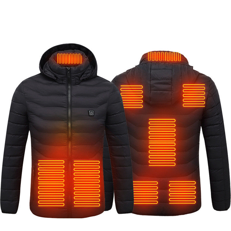 Beheizbare Winterjacke, USB-Elektro-Baumwollmantel mit Reißverschluss, Heizweste für Herren
